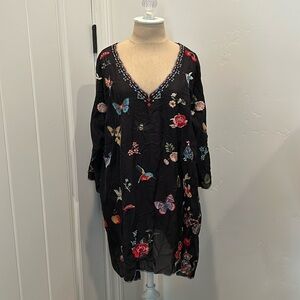 Johnny Was Silk Embroidered Dress/Coverup